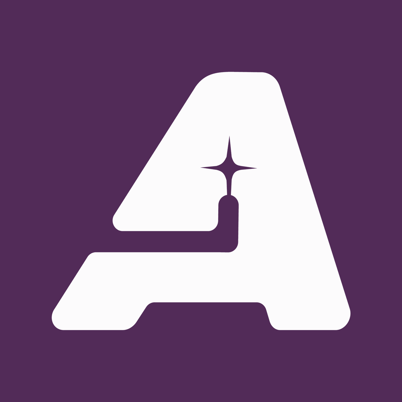 AUDU Consulting A-mark with a star, in white on purple