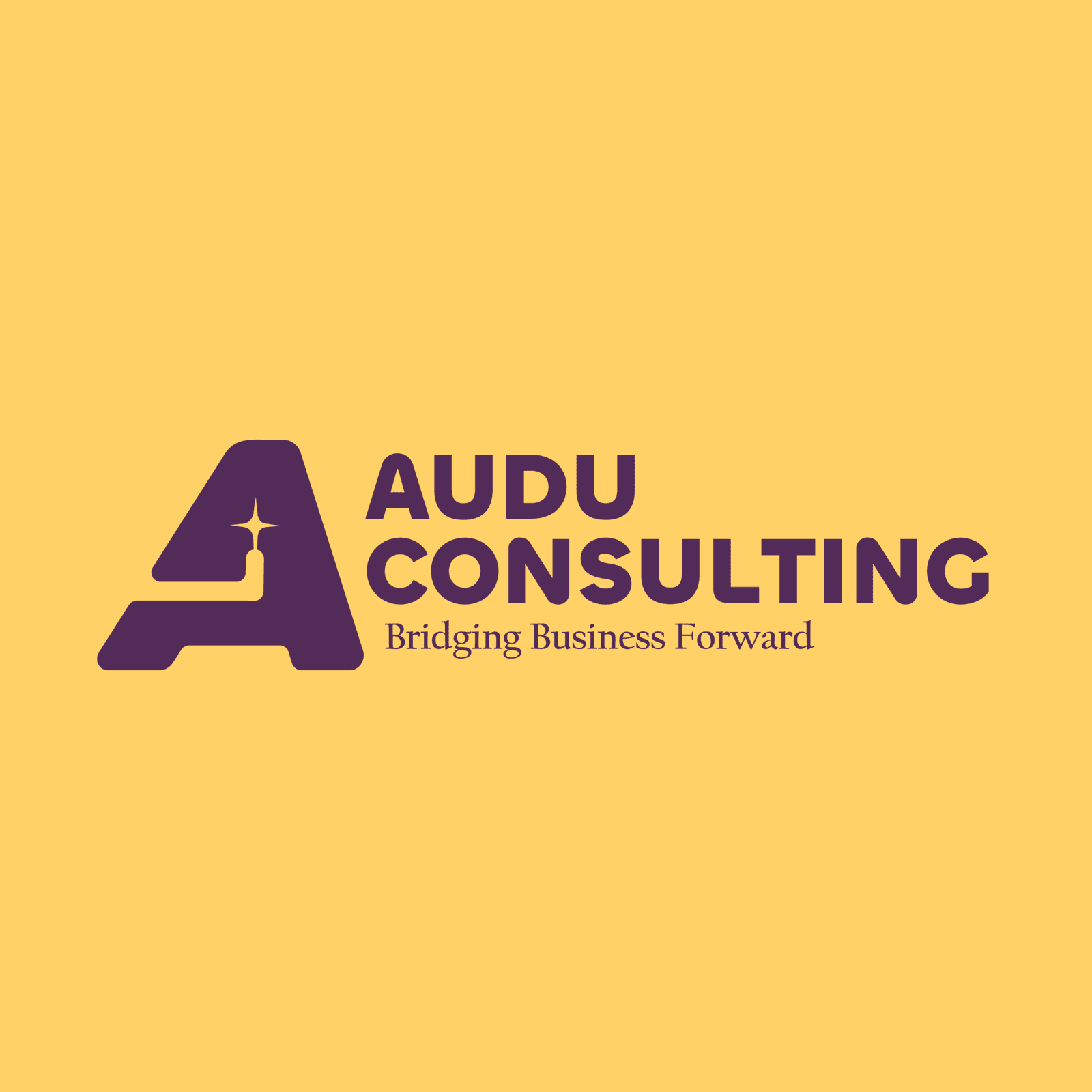 AUDU Consulting full logo in purple on gold