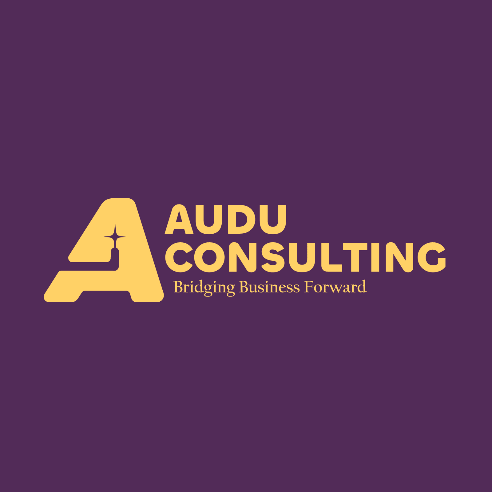 AUDU Consulting full logo in gold on purple